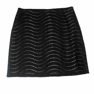 Ann Taylor Women’s Black Cotton Pencil Skirt Embroidered Eyelets Size 10